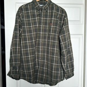 Carhartt Men's L-Tall Relaxed Fit Long-Sleeve Cotton green Plaid like New